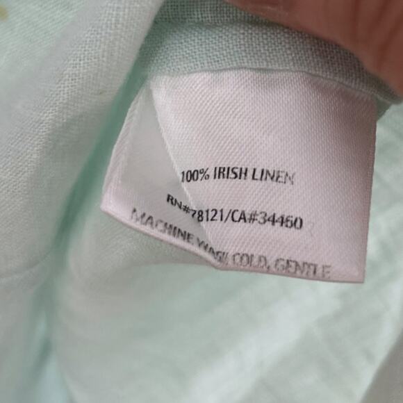 Eileen Fisher 100% Irish Linen Mandarin Collar Shirt Women's Small Mint Green - Picture 4 of 5